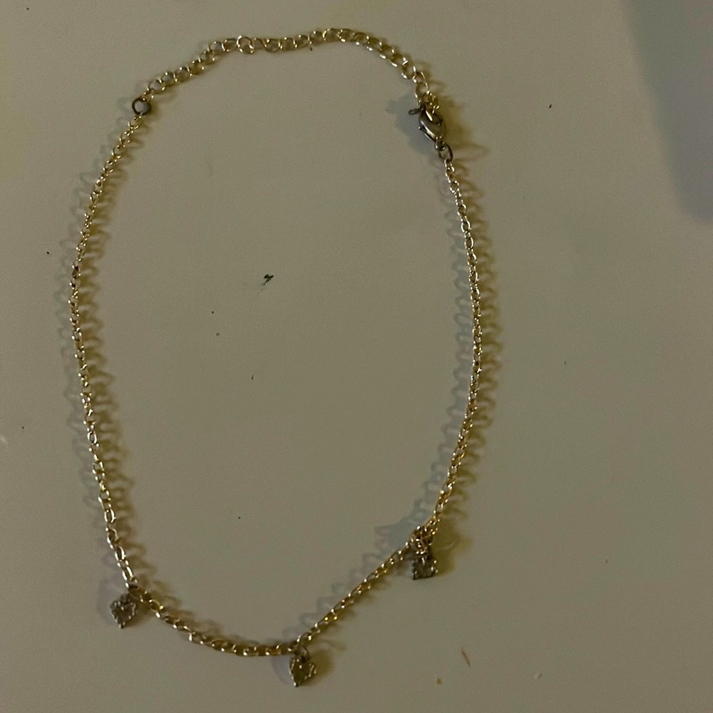 Gold chain heart choker necklace